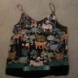 Safari print satin tank S BRAND NEW
